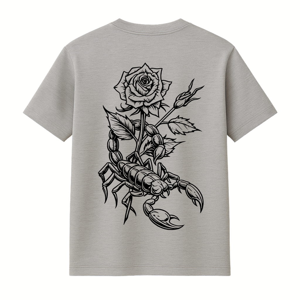 SKORPION & ROSE GREY TEE